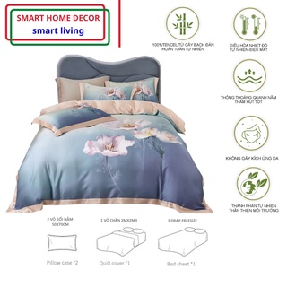 Bộ chăn ga gối 100%Tencel 100s, 5 món Siêu mát - Design độc lạ cho mùa hè 2021