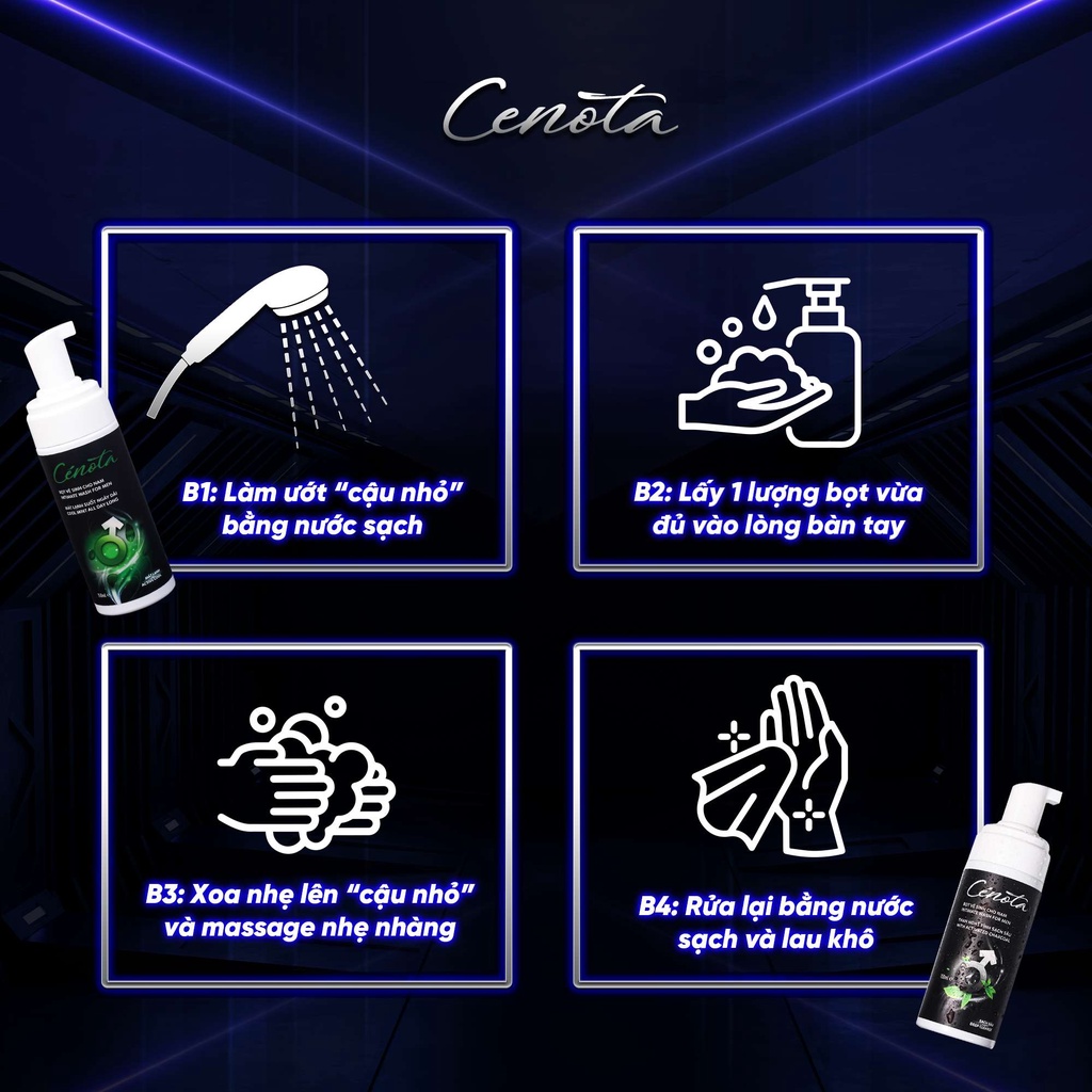 Bọt Vệ Sinh Cho Nam Cenota , Dung dịch vệ sinh nam giới Mát Lạnh &amp; Sạch Sâu 150ml,