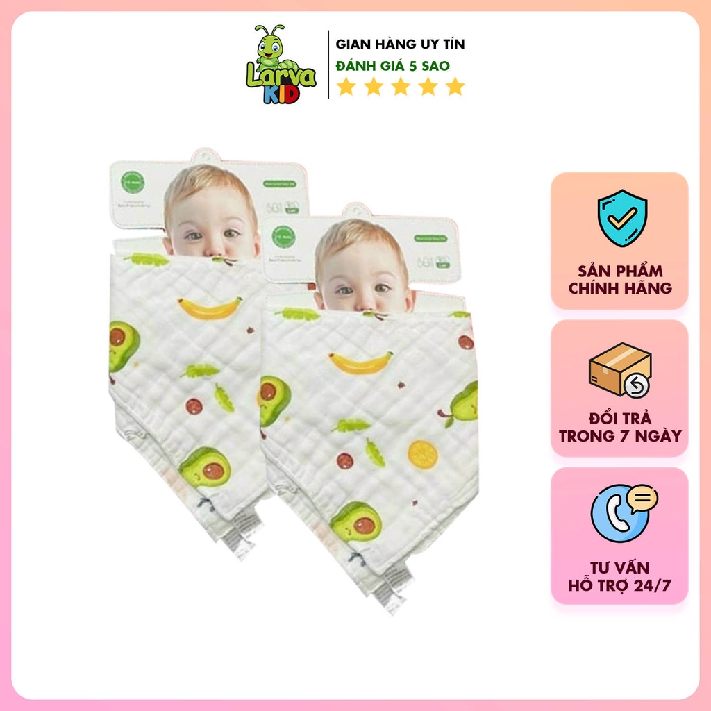 Khăn yếm xô tam giác sợi tre 6 lớp ăn dặm cho bé, khăn quàng cổ giữ ấm cho trẻ sơ sinh - LARVA KID