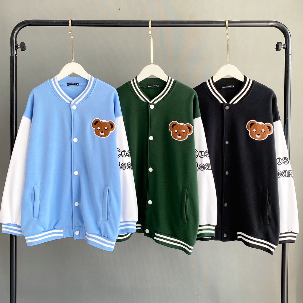 ( ẢNH THẬT ) Áo khoác bomber unisex hình gấu nâu
