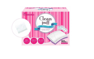 Bông tẩy trang cotton clean Puff Nhật Bản - 80 tờ