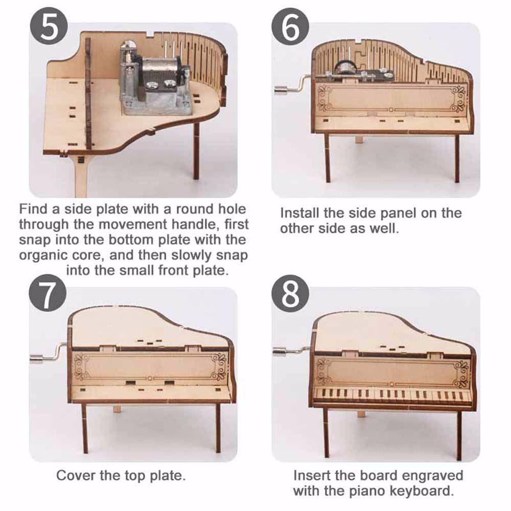 Hộp Nhạc Gỗ Hình Đàn Piano 3D Sáng Tạo