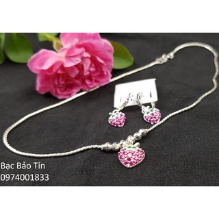 Set Bạc Tim Dâu cho Trẻ Em