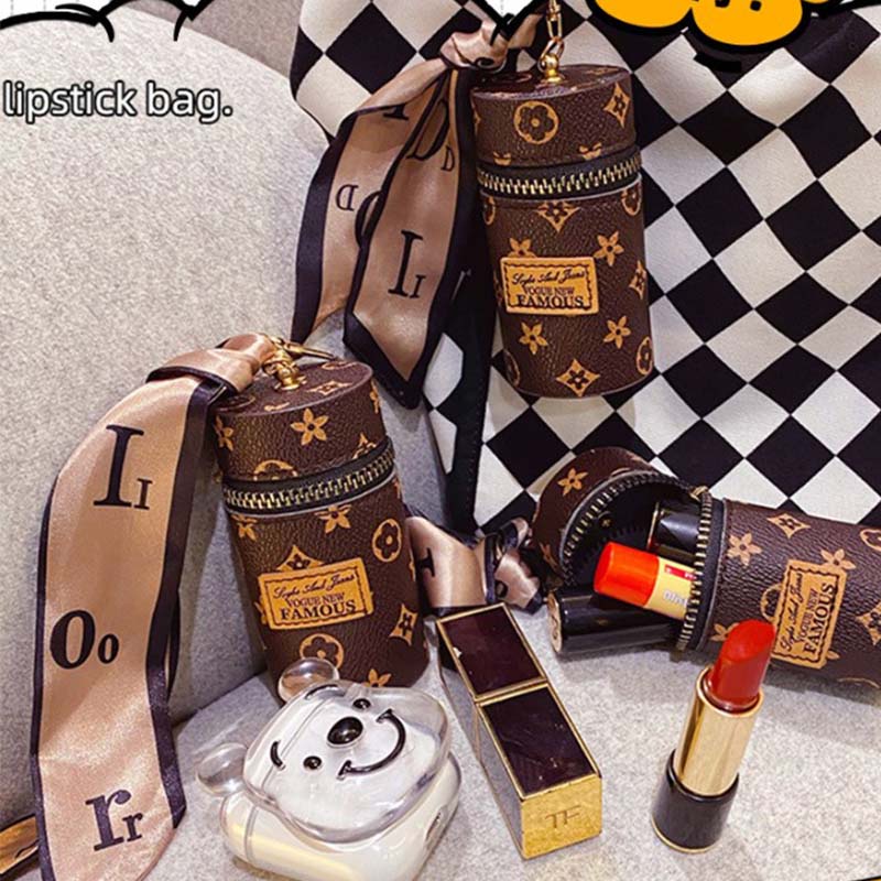 Túi nhỏ đựng son môi mini phong cách retro có móc khóa