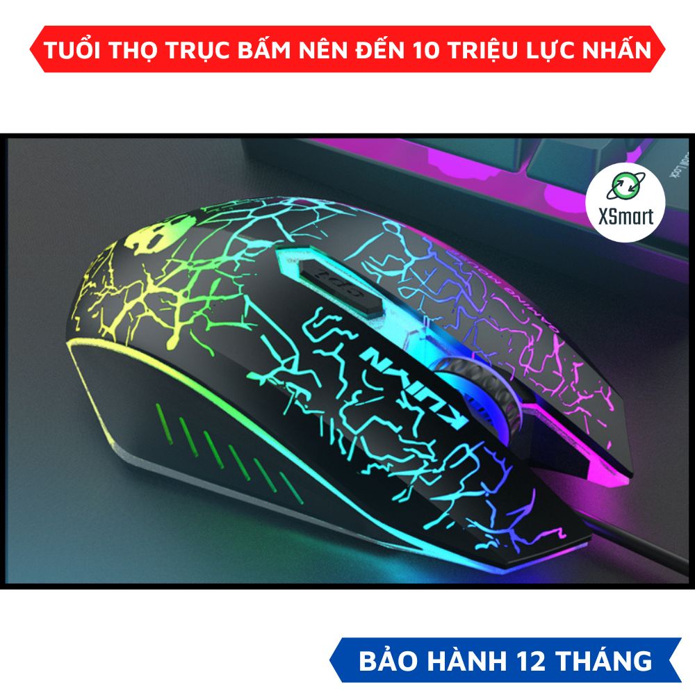 Chuột Máy Tính Gaming Led T66 RGB, 3 Mức Chỉnh DPI Siêu Nhạy Chơi Game, Dùng Văn Phòng Cho Máy Tính, Laptop, PC