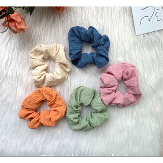 Chun Buộc Tóc Scrunchies vải đũi màu trơn phong cách cá tính thời trang Mẫu Hot hit 2021