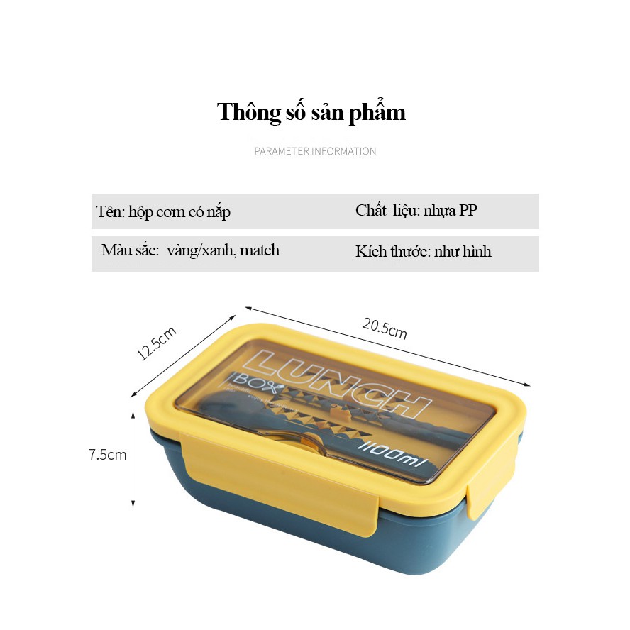 Hộp Đựng Cơm Văn Phòng Hộp Đựng Thức Ăn Giữ Nhiệt 2 Ngăn LUNCH BOX 1100ml - Tặng Kèm Bộ Đũa Muỗng | BigBuy360 - bigbuy360.vn