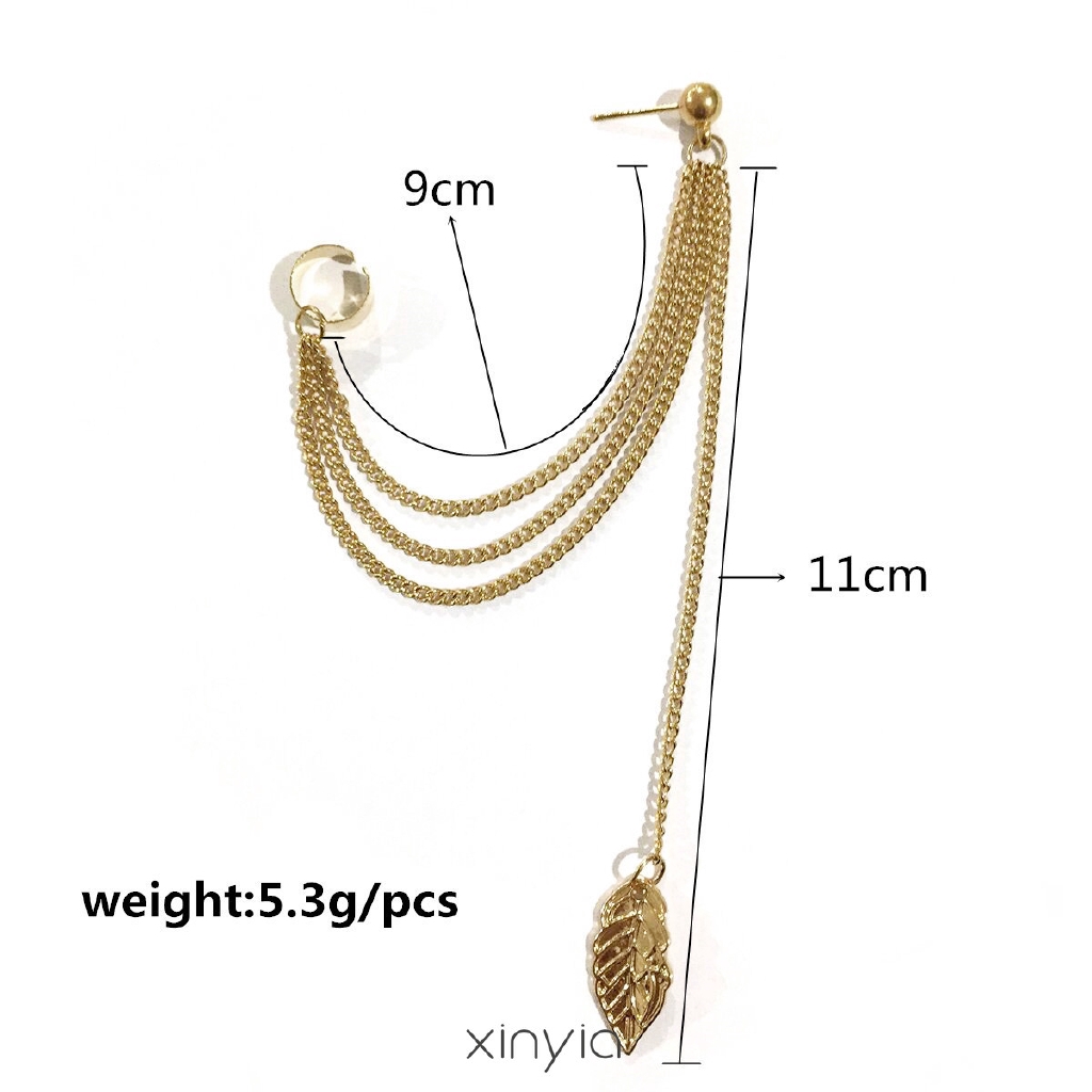 Khuyên tai kẹp vành tai kim loại dạng chuỗi xích cá tính cho nữ