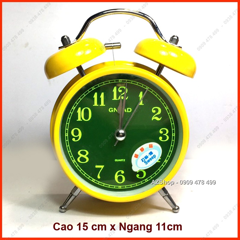 Đồng Hồ Để Bàn Sắc Màu Báo Thức Chuông Đôi - Đường Kính 10cm