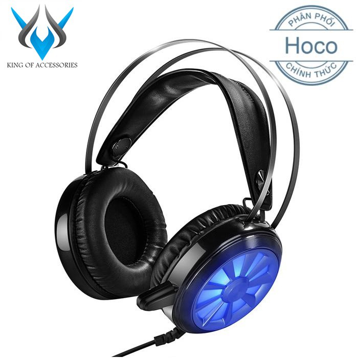 Tai nghe chụp tai chuyên game Hoco W7 có Led (Đen) - Hãng phân phối chính thức
