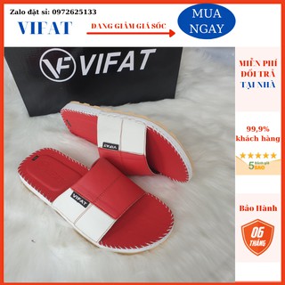 Dép nam VIFAT quai ngang màu trắng phối đỏ đế cao su TCX2