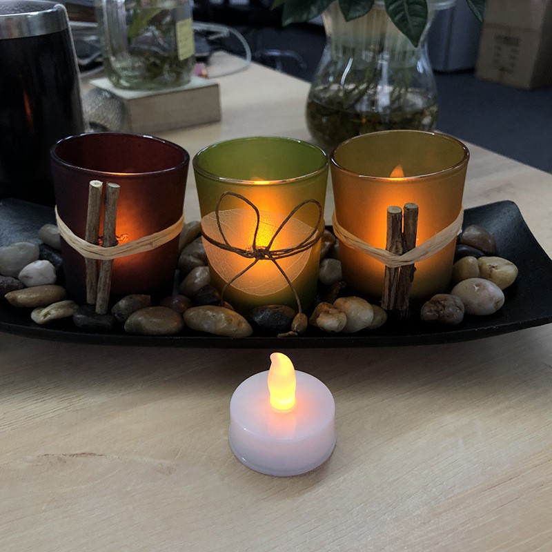 3 Candlestick Cup Decorative Candle Holders with Rocks and Tray