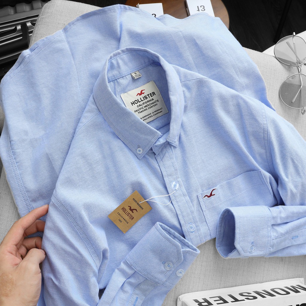 Áo sơ mi nam tay dài Cao Cấp Hollister màu Xanh Da Trời vải Oxford xịn - Hàng VN xuất EU - Đẳng Cấp Chất Lượng