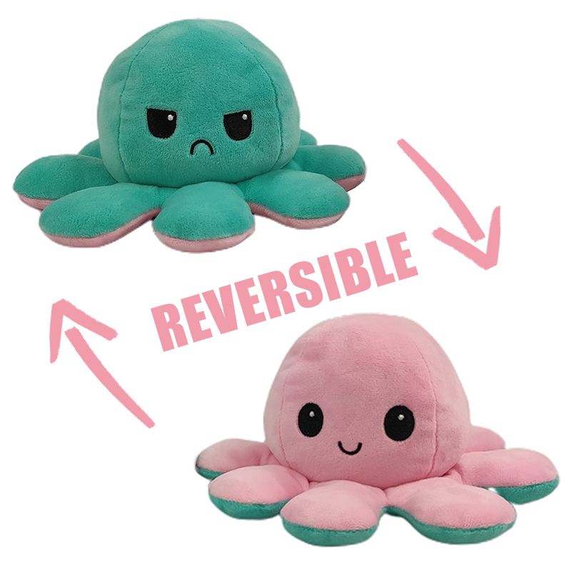 3D Reversible Flip Octopus Stuffed Plush Doll Soft Simulation Reversible Plush Toy Color Chapter Plush Doll Filled Plush Child Toy