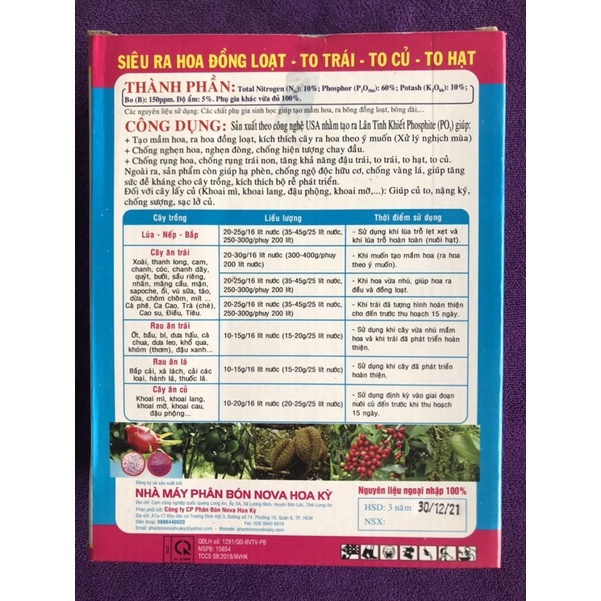 Phân bón NPK 10/60/10 + TE | Cty Nova Hoa Kỳ 🇺🇸