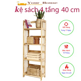 Giá Sách, Kệ Sách Gỗ 4 Tầng YOUR HOUSE Kích Thước 120 x 40 Gỗ Tự Nhiên Tiêu Chuẩn Xuất Khẩu