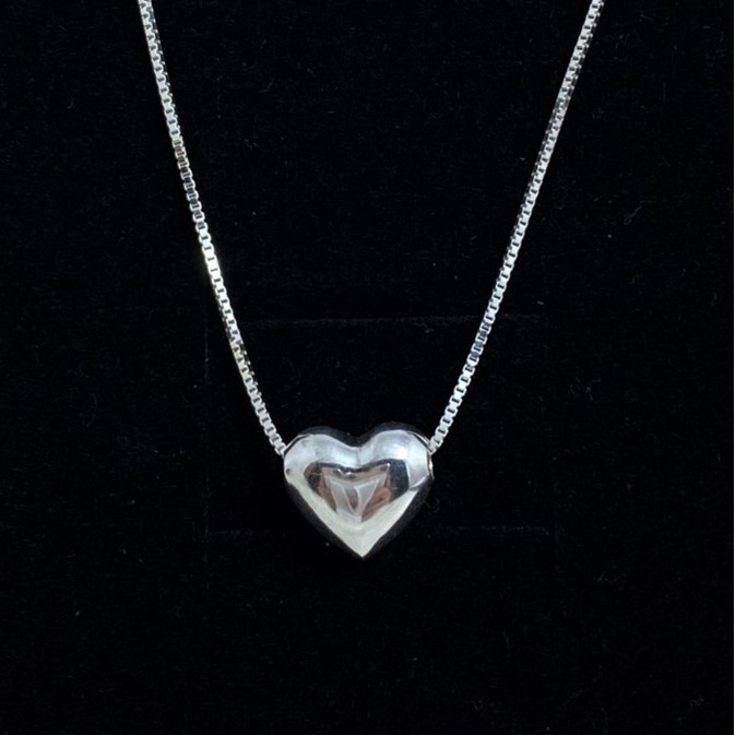 Dây chuyền bạc nữ mặt hình trái tim trơn Evasilver, Vòng cổ chất liệu bạc ta mẫu đơn giản nhẹ nhàng