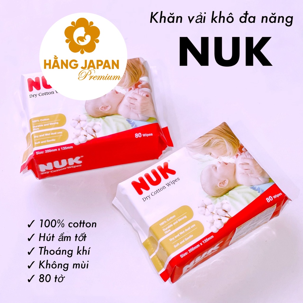 Khăn vải khô đa năng Nuk 80 tờ cho bé