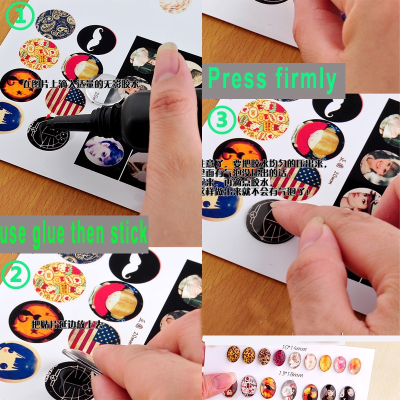 Mặt thủy tinh cabochon trong suốt đầu dẹt 8 12 20 25mm dành cho làm trang sức DIY