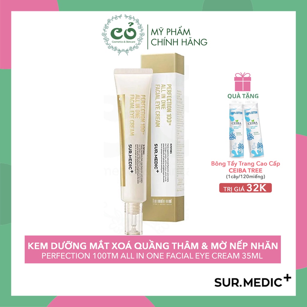 Kem dưỡng mắt  Sur.Medic+ Perfection 100tm All In One Facial Eye Cream 35ml [Tặng Bông Ceiba 120M]