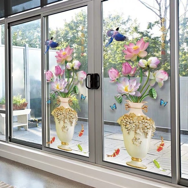 Decal Dán Tường 3D Bình Hoa