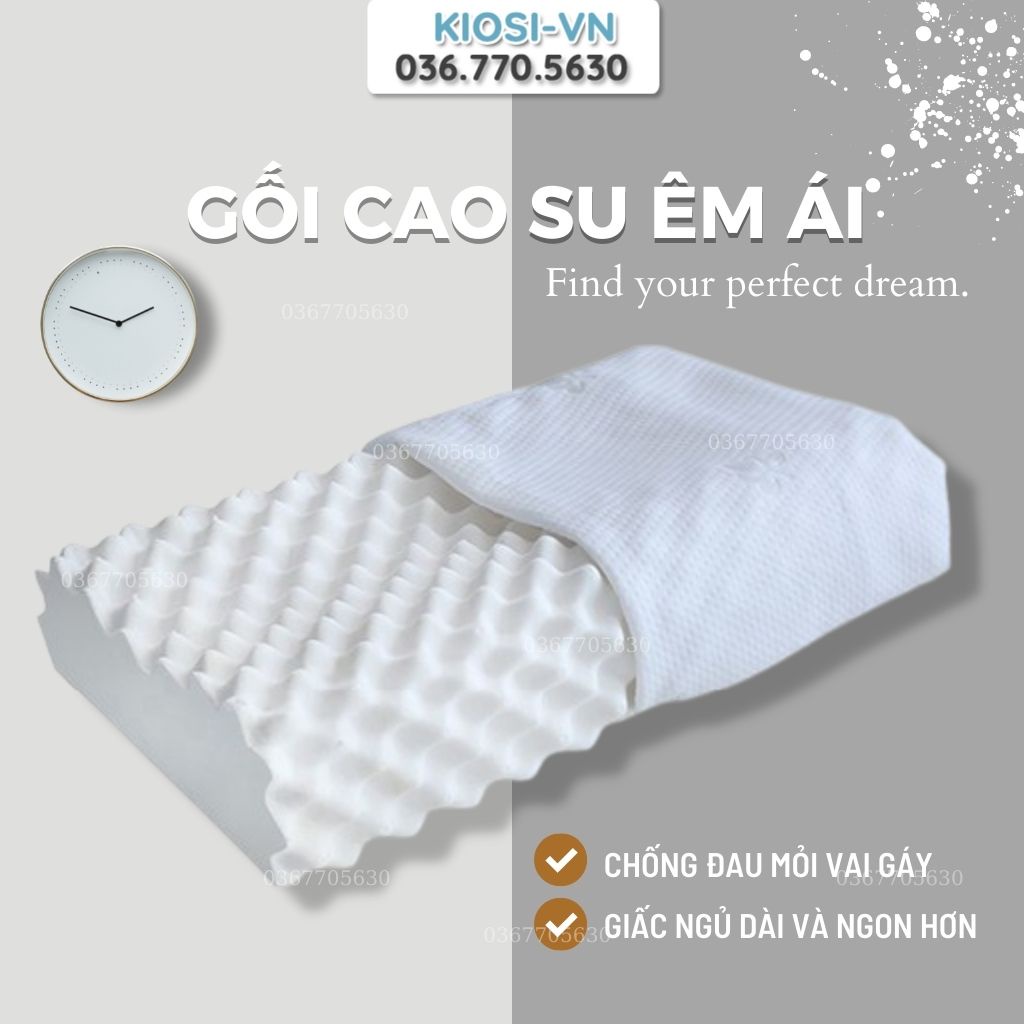 Gối Ngủ Matxa Cổ, Gối Cao Su Non Cao Cấp (KIOSI), Thoáng Mát - Dễ Chịu