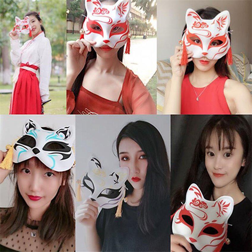 Mặt Nạ Cáo Nhật Bản Kèm Chuông Tua Rua 1 Cái Cho Tiệc Hóa Trang