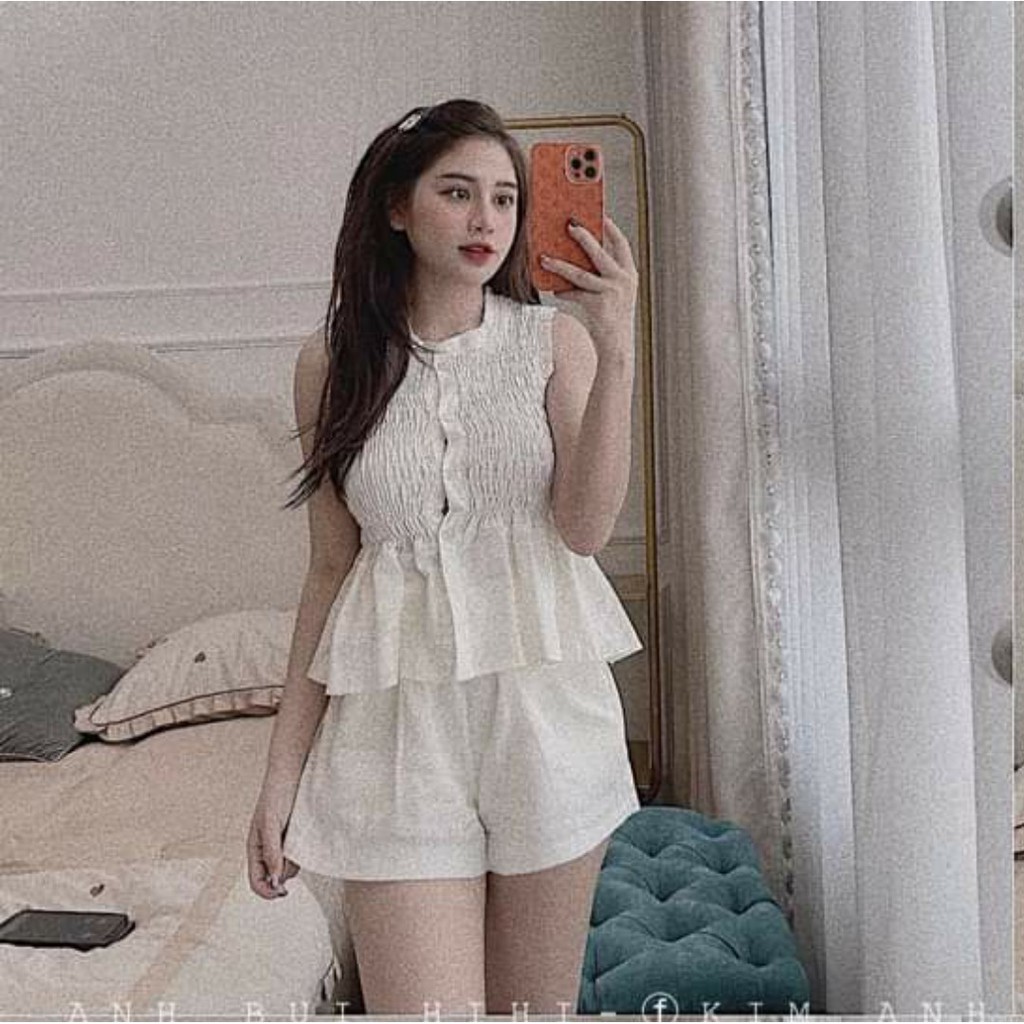 (M139)Sét/Bộ thô áo sát nách chun xòe + quần sooc siêu xinh thời trang tinh tế cá tính đẹp xinh mẫu mới  cực xinh