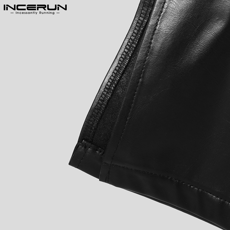 Áo thun INCERUN sát nách cổ chữ V phối khóa kéo thời trang dành cho nam