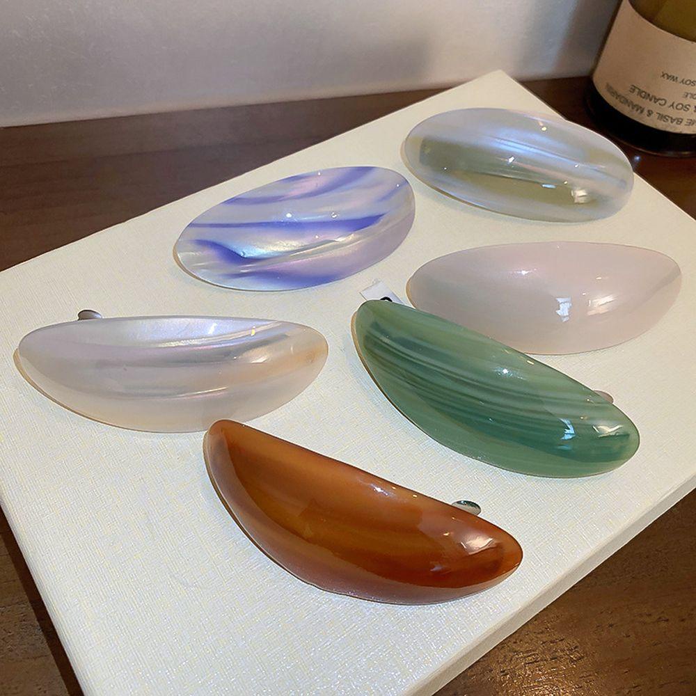 TWINKLE Kẹp Tóc Đuôi Ngựa Hình Oval Họa Tiết Kẻ Sọc Thời Trang Mùa Xuân Ngọt Ngào Cho Nữ