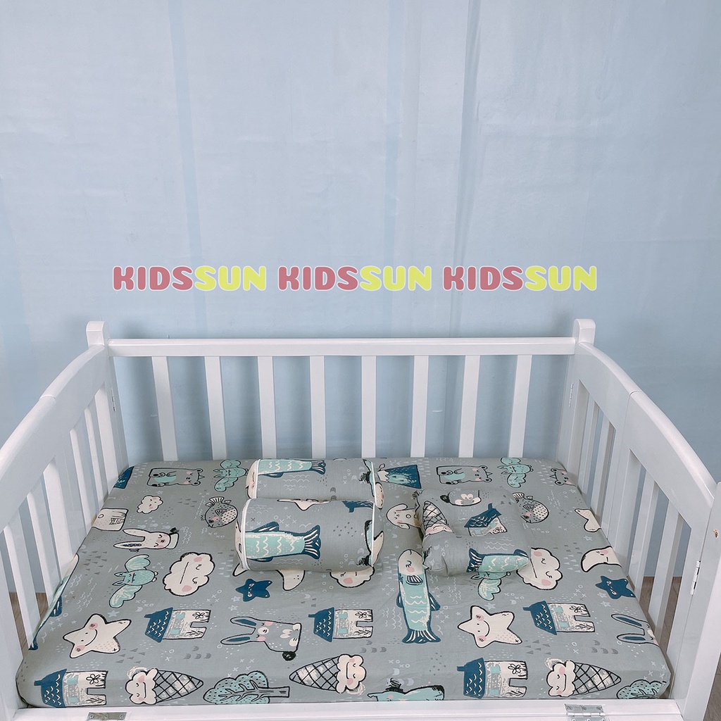 Bộ Gối Lõm Gối Chặn KIDSSUN Cho Trẻ Sơ Sinh Chống Méo Đầu Định Vị Thân Thể Full Màu Sắc