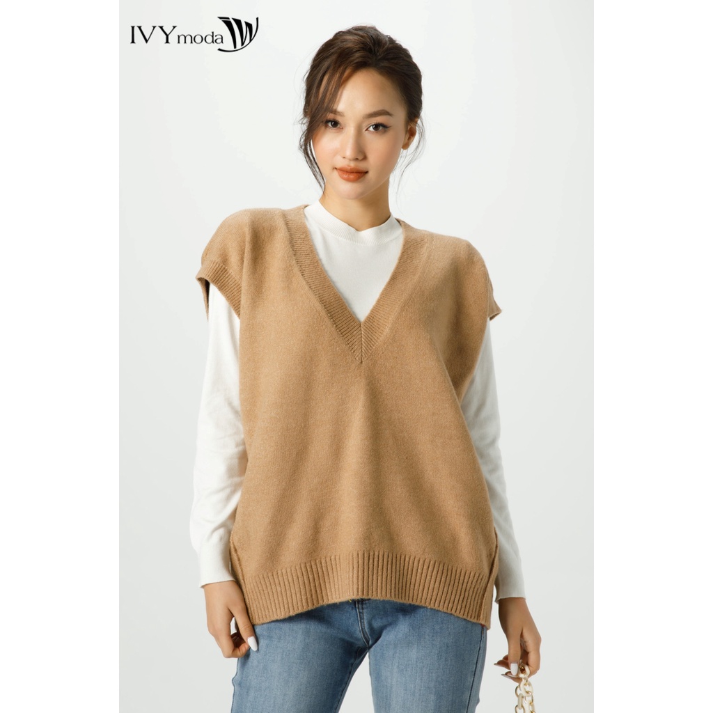 [NHẬP WABRTL5 GIẢM 10% TỐI ĐA 50K ĐH 250K ]Áo Gile len cổ V nữ IVY moda MS 56T0073