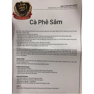 Cà Phê Sâm - Ginseng Coffee ( loại 30 gói )