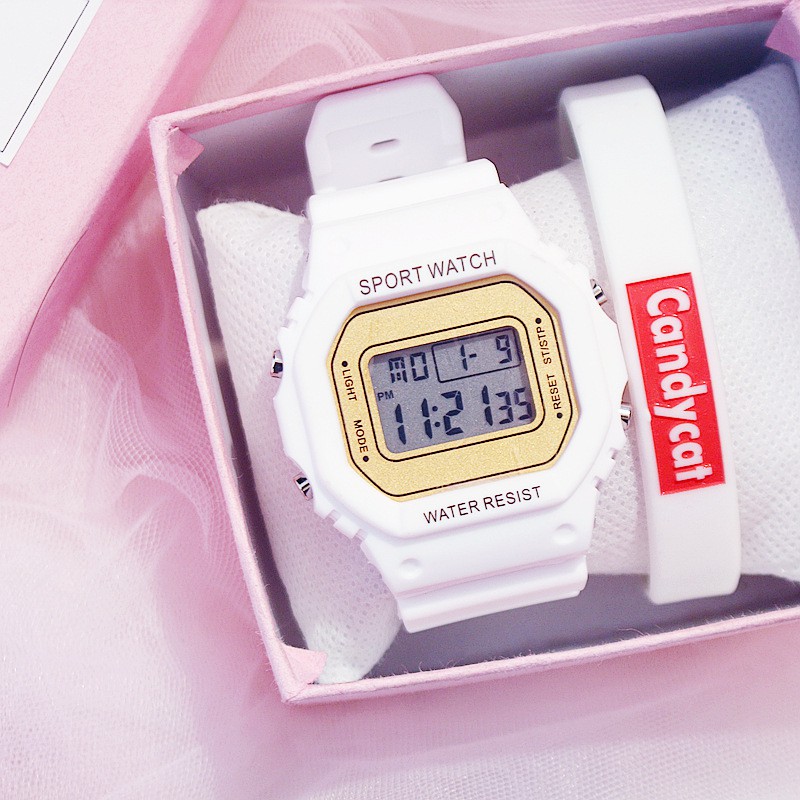 Đồng hồ thể thao nữ SPORT mặt chữ nhật dây cao su size 36x32mm