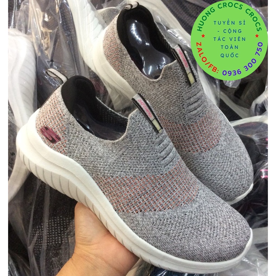 GIÀY THỂ THAO SKECHERS GOWALK UNTRA MEMORY FOAM 2.0 CHO NỮ MÀU GHI SỌC CAM