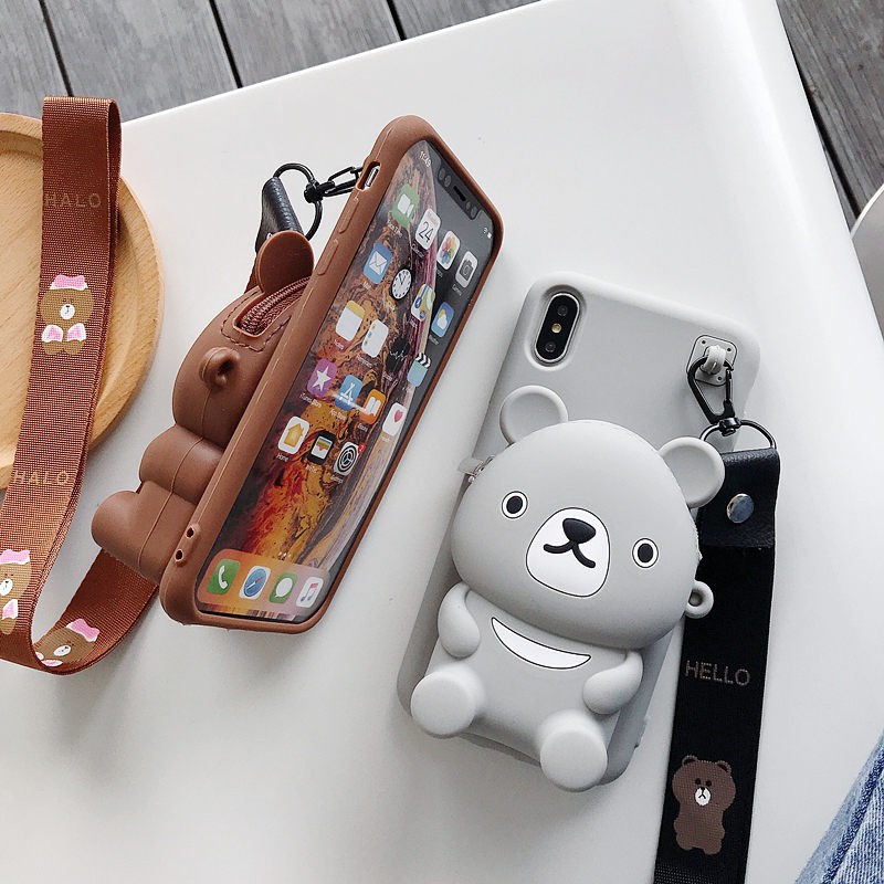 Ốp điện thoại silicon mềm in hình Gấu Kumamon 3D dễ thương cho iPhone X 4 4s 5 5s SE 6 6s 7 8 6P 7P 8P