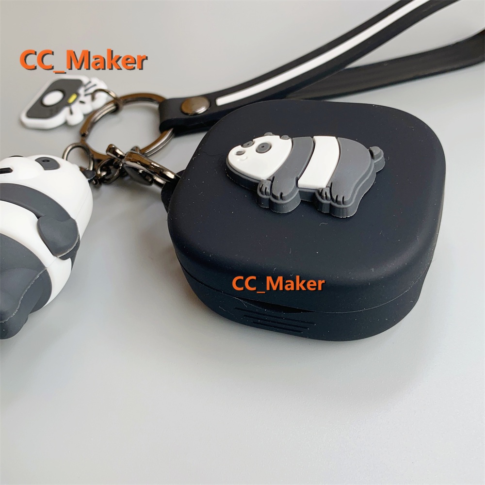 SoundPeats Air2 Case Cartoon We Bare Bears Keychain Pendant SoundPeats True Air2 Silicone Soft Shell Case Cute Solid Color Ring Lanyard Cute Panda Pendant SoundPeats Air2 Cover Shockproof Shell Case