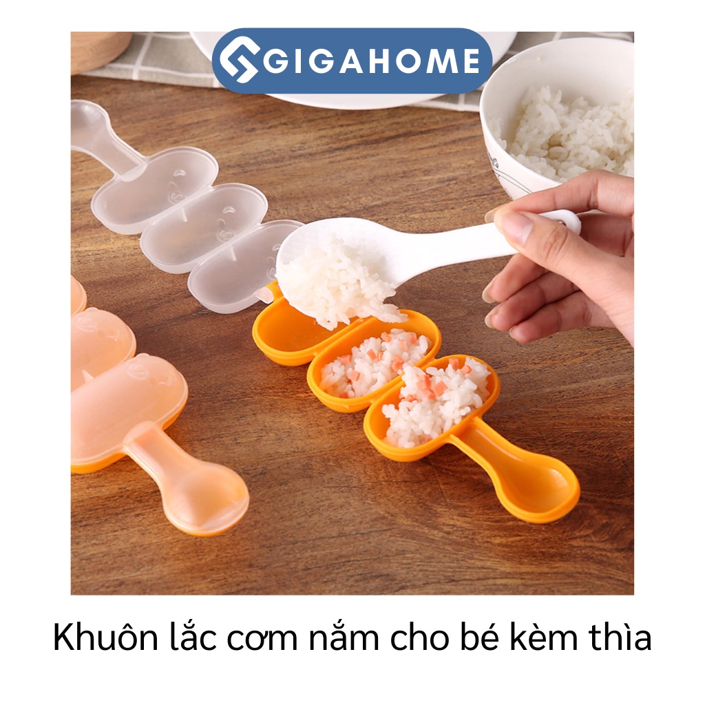 Khuôn Lắc Làm Cơm Nắm, Bento Kèm Muỗng GIGAHOME Cho Bé Ăn Dặm 9600