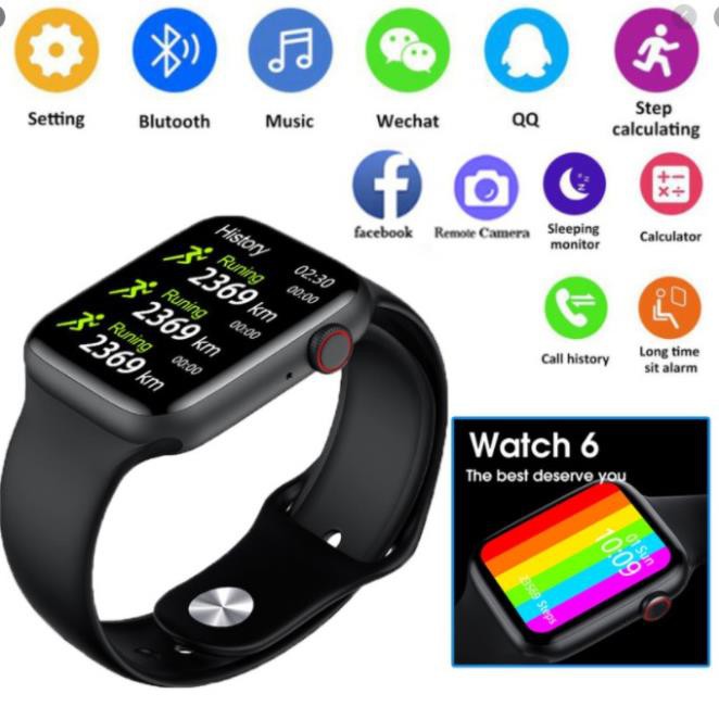 Smart Watch Seri 6 T500, Đồng hồ thông minh T500 seri 6 thay được dây chống nước chuẩn ip67, thay đổi màn hình nền