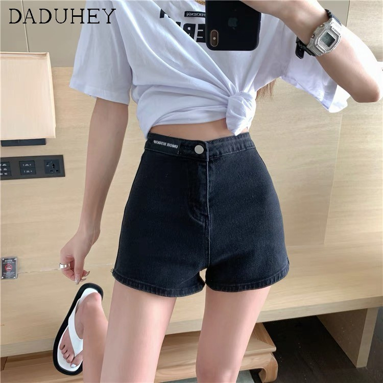 Quần denim ngắn lưng cao co giãn thời trang retro Hong Kong 2021 dành cho phái nữ | BigBuy360 - bigbuy360.vn