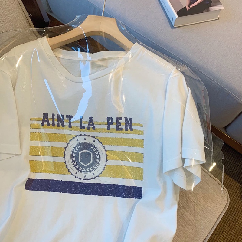 NRVP Áo thun nữ ngắn tay in chữ phong cách Hàn Quốc