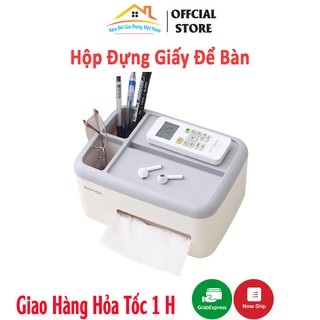 Hộp đựng giấy oenon, hộp đựng giấy để bàn đựng giấy ăn, khăn giấy có giá đỡ điện thoại và ngăn để đồ tiện ích