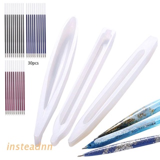 Bộ 3 khuôn silicone làm bút bi với 30 lõi thay thế 3 màu