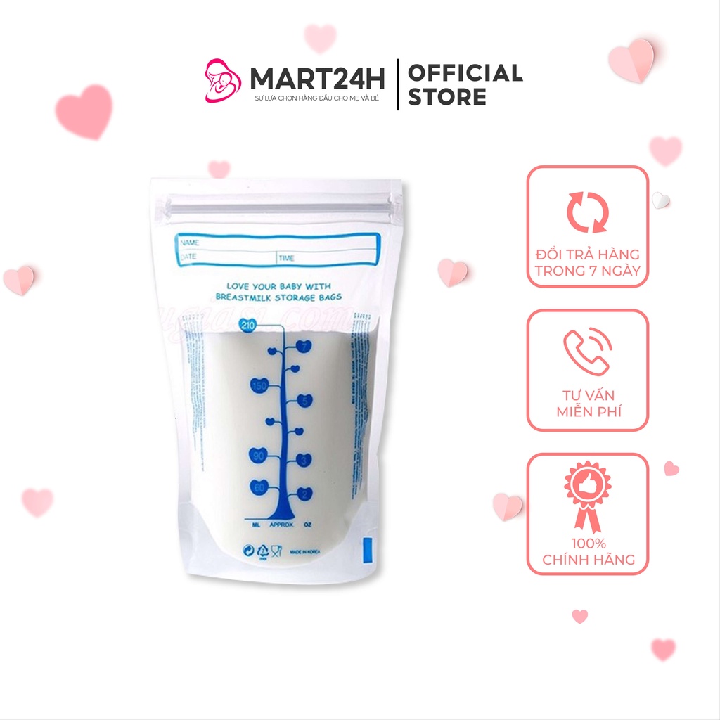 Túi trữ sữa Unimom Compact bảo vệ an toàn cho sữa mẹ (Dung tích 210ml) - Loại 10 túi, 20 túi, 30 túi, 60 túi