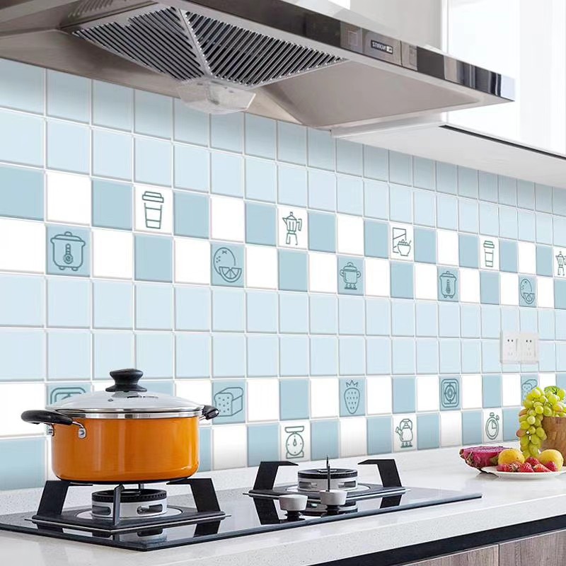 Decal dán bếp tráng nhôm Ô HÌNH XANH khổ rộng 60cm
