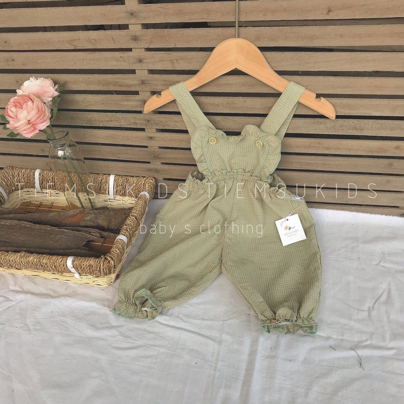 Sale dọn kho - Quần yếm dài phối bèo xinh xắn cho bé gái