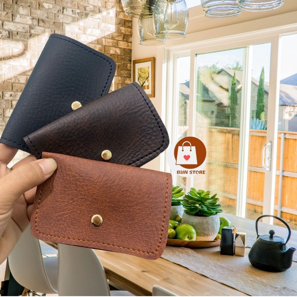 Ví bóp mini da thật cầm tay đựng thẻ thời trang nữ cute Bun Store ví nữ nhỏ gọn bỏ túi giá rẻ