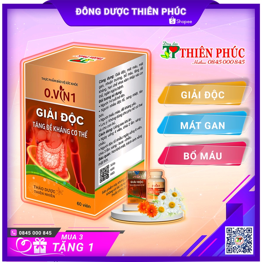 OVIN 1 - GIẢI ĐỘC, BỔ MÁU, TĂNG CƯỜNG CHỨC NĂNG GAN, THẬN (Hộp 60 viên) – Sản phẩm của công ty Đông Dược Thiên Phúc