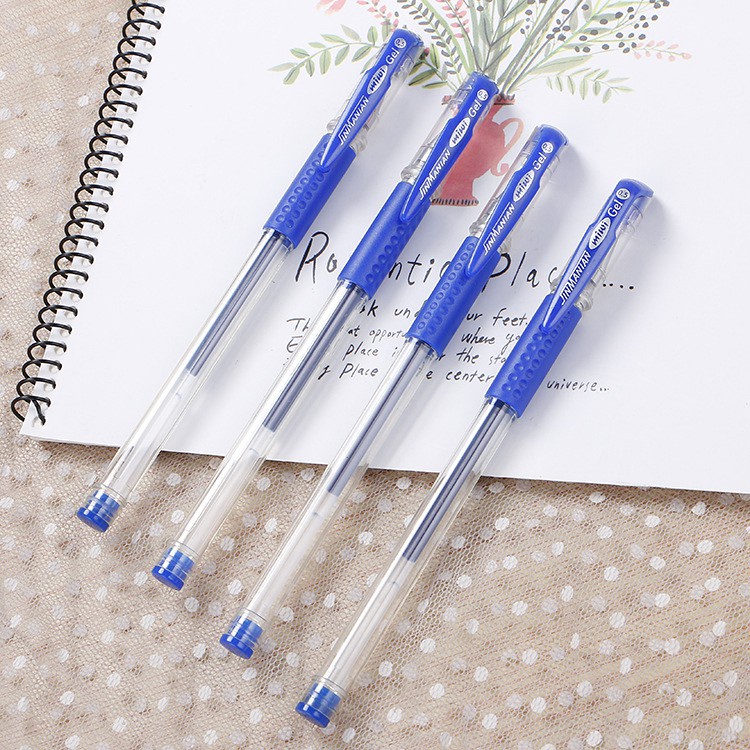 Bút bi bút gel 0.5mm cao cấp mực đều - 2 ngòi bút nước xanh đen đỏ CREAMY BBG142