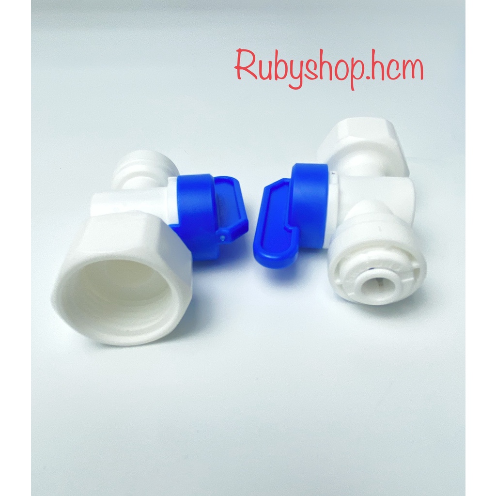 Van khóa nước 1 bên REN TRONG 21- 1 bên nối nhanh dây 6mm hoặc 10mm Rubyshop.hcm
